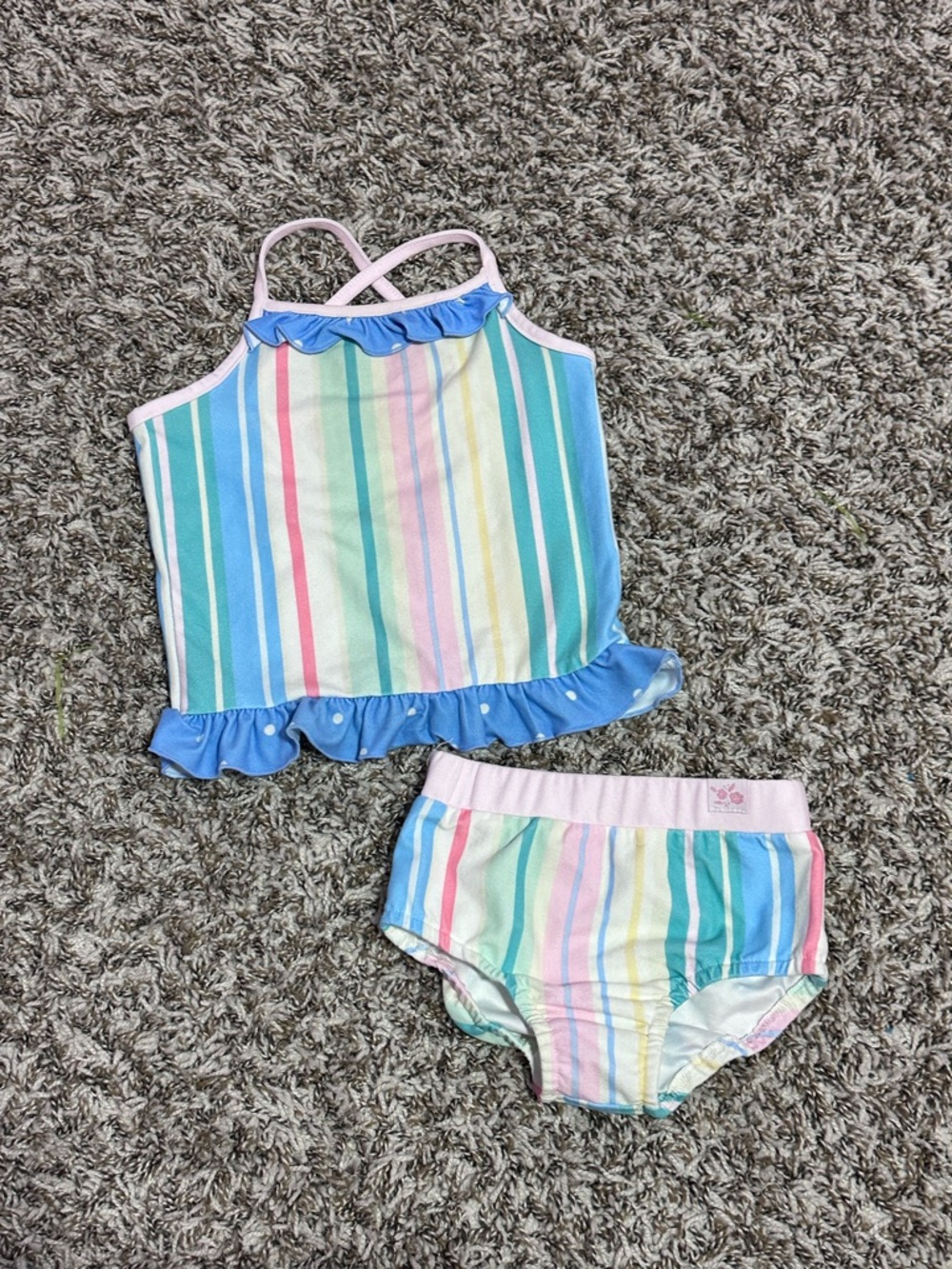 Sweet Honey Girls Pastel Rainbow Striped Tankini Set size 2t